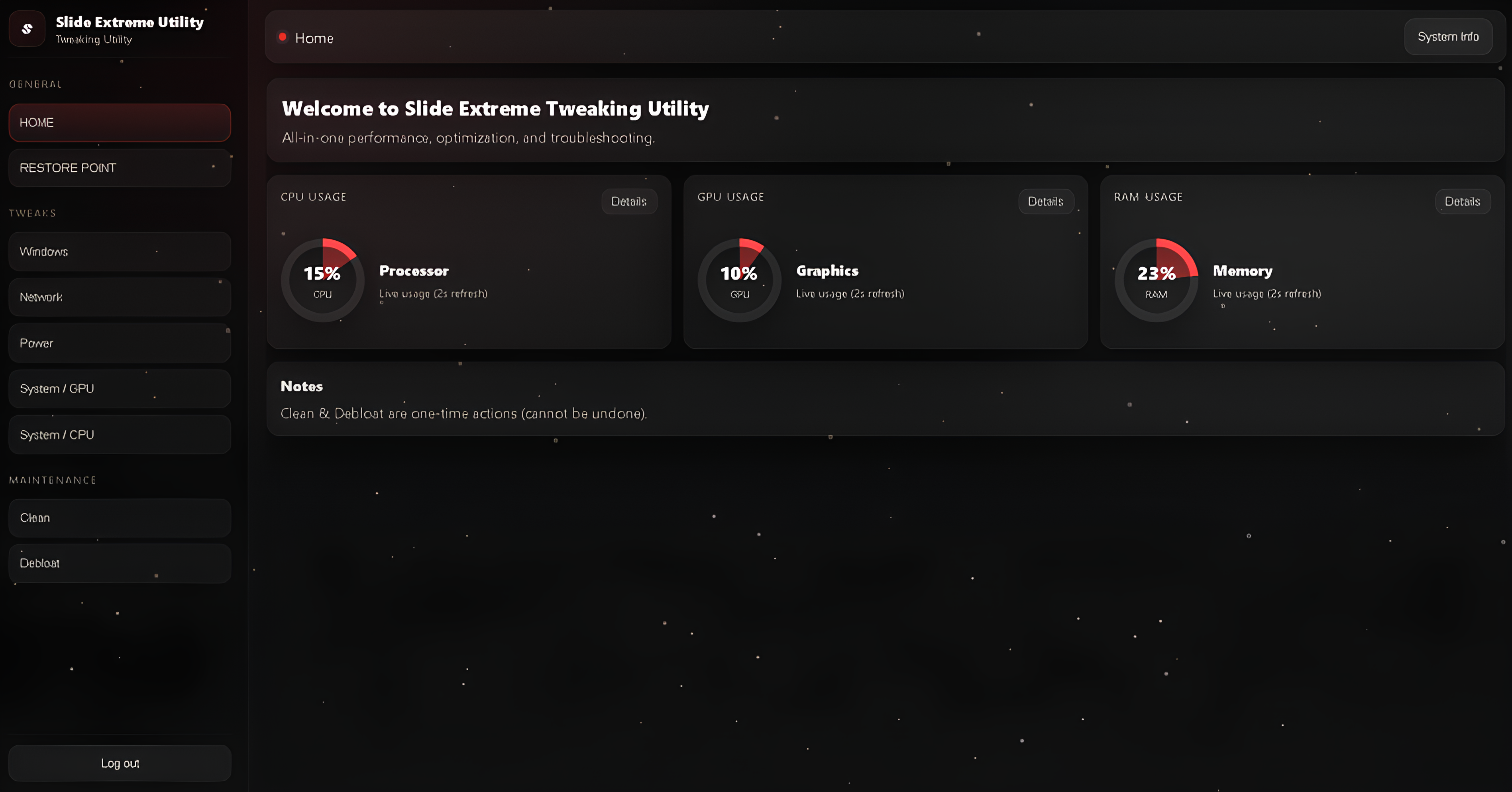 SlideTweaks app UI preview